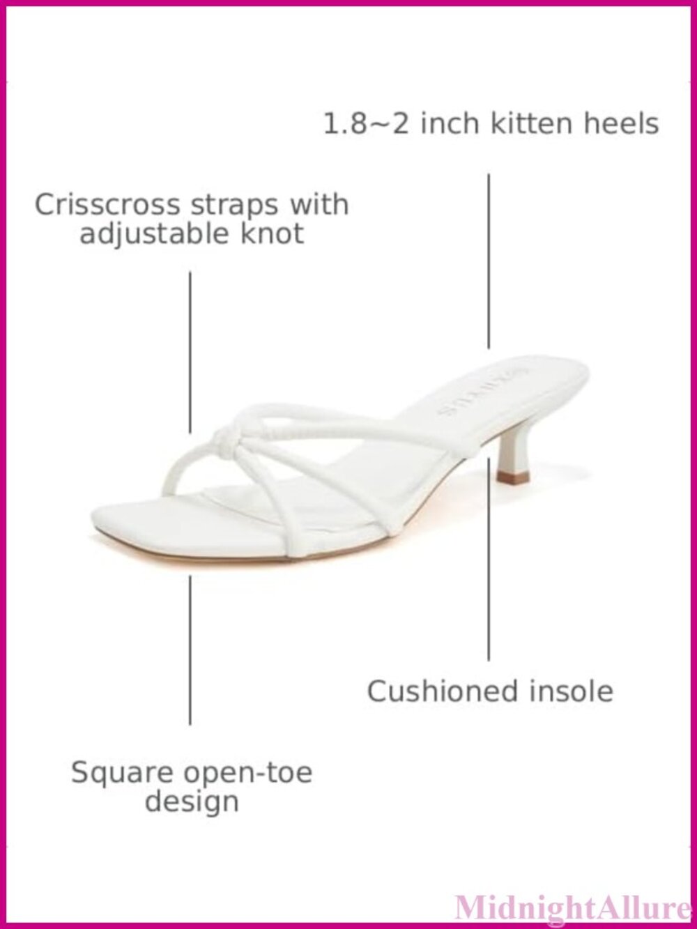 Spaghetti Strap Square Open Toe Kitten Heel Mule Sandals - Picture 2 of 6